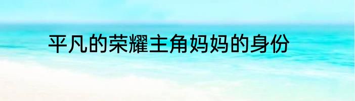 平凡的荣耀主角妈妈的身份