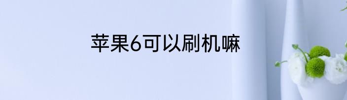 苹果6可以刷机嘛