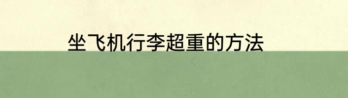 坐飞机行李超重的方法