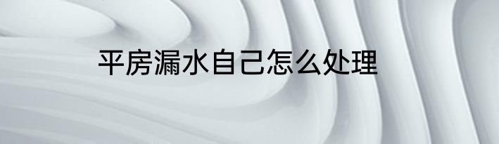 平房漏水自己怎么处理