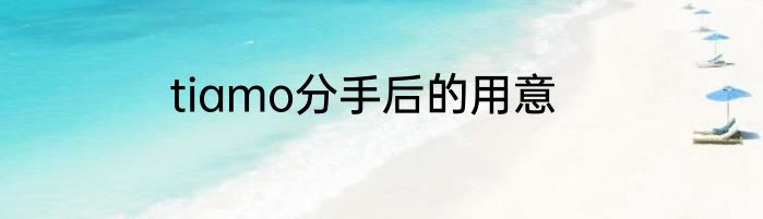 tiamo分手后的用意