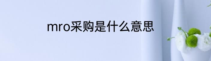 mro采购是什么意思