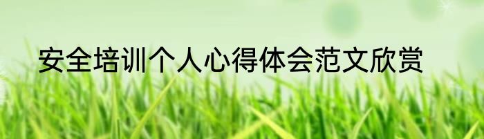 安全培训个人心得体会范文欣赏