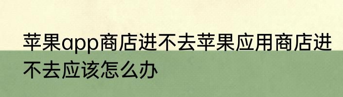 苹果app商店进不去苹果应用商店进不去应该怎么办