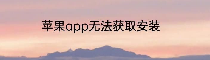 苹果app无法获取安装
