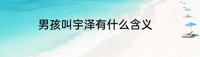 男孩叫宇泽有什么含义