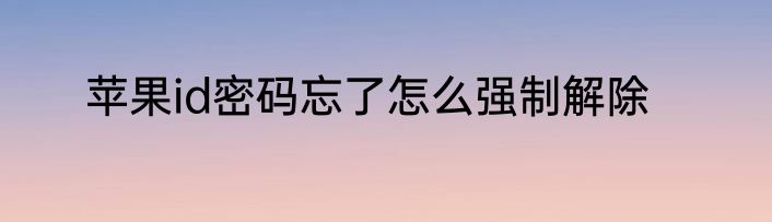 苹果id密码忘了怎么强制解除