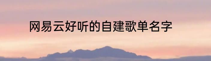 网易云好听的自建歌单名字