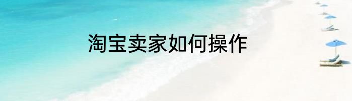 淘宝卖家如何操作