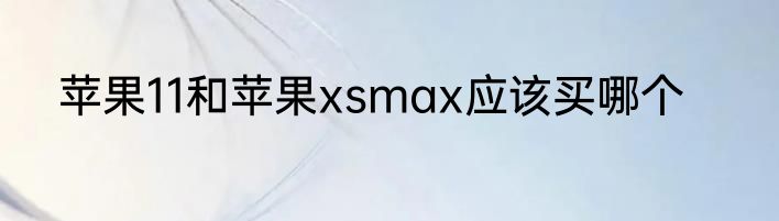 苹果11和苹果xsmax应该买哪个