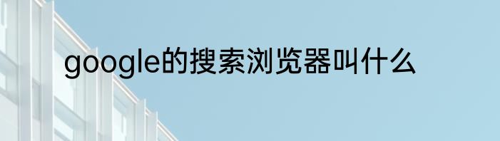 google的搜索浏览器叫什么