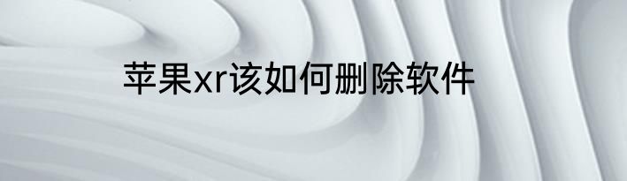 苹果xr该如何删除软件
