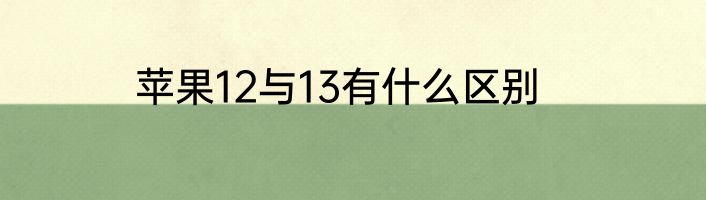 苹果12与13有什么区别
