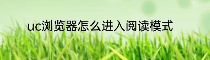 uc浏览器怎么进入阅读模式