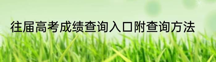 往届高考成绩查询入口附查询方法