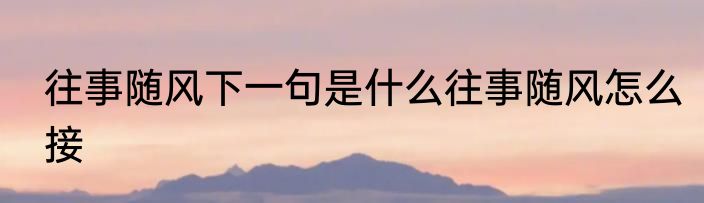 往事随风下一句是什么往事随风怎么接