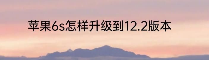 苹果6s怎样升级到12.2版本