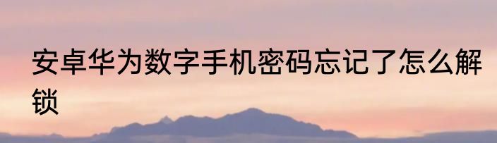 安卓华为数字手机密码忘记了怎么解锁