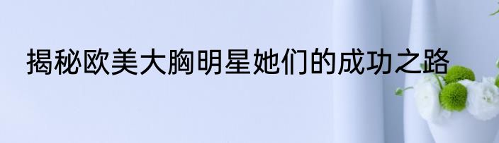 揭秘欧美大胸明星她们的成功之路
