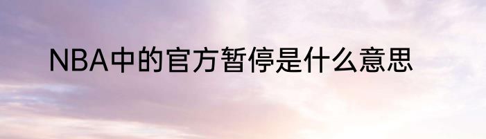 NBA中的官方暂停是什么意思