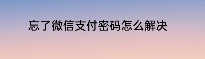 忘了微信支付密码怎么解决