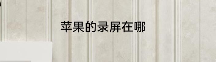 苹果的录屏在哪