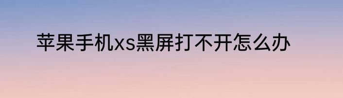 苹果手机xs黑屏打不开怎么办