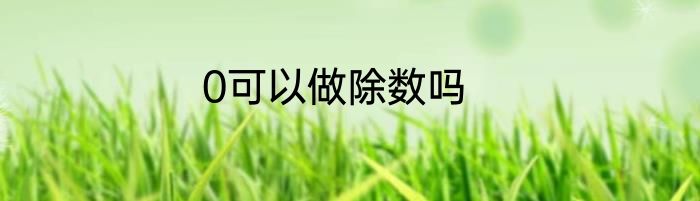 0可以做除数吗