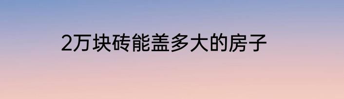 2万块砖能盖多大的房子
