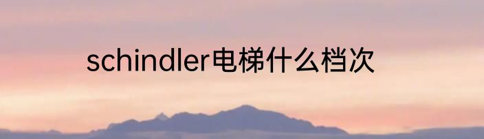 schindler电梯什么档次