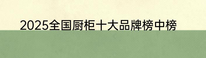 2025全国厨柜十大品牌榜中榜