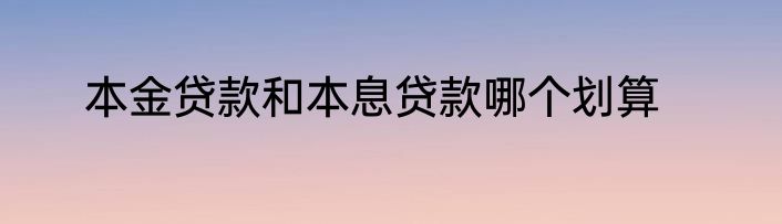 本金贷款和本息贷款哪个划算