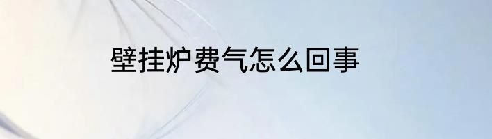 壁挂炉费气怎么回事