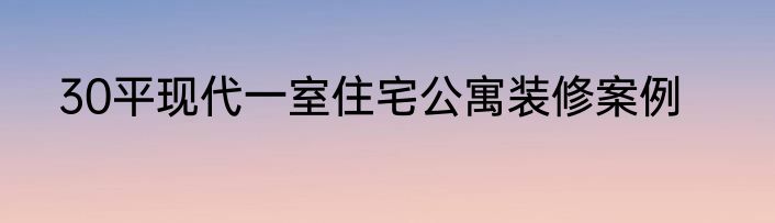 30平现代一室住宅公寓装修案例