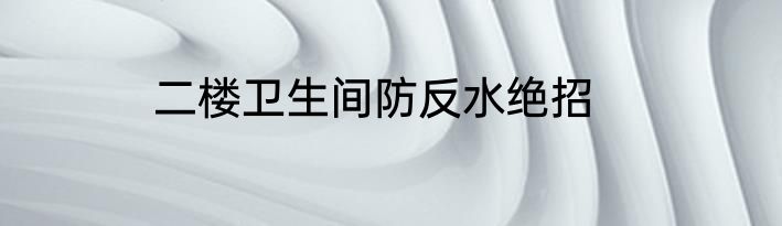 二楼卫生间防反水绝招