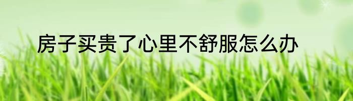 房子买贵了心里不舒服怎么办