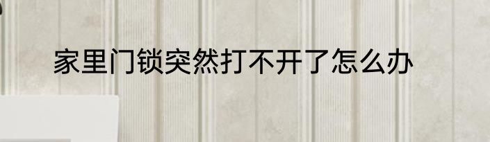家里门锁突然打不开了怎么办
