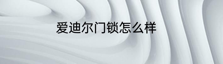 爱迪尔门锁怎么样