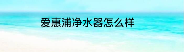 爱惠浦净水器怎么样