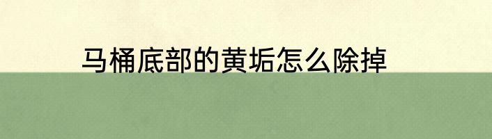 马桶底部的黄垢怎么除掉