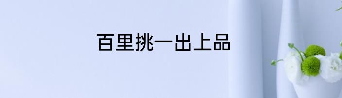 百里挑一出上品
