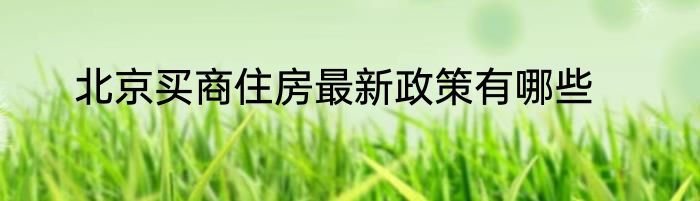 北京买商住房最新政策有哪些