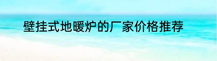 壁挂式地暖炉的厂家价格推荐
