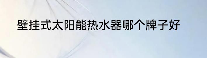 壁挂式太阳能热水器哪个牌子好