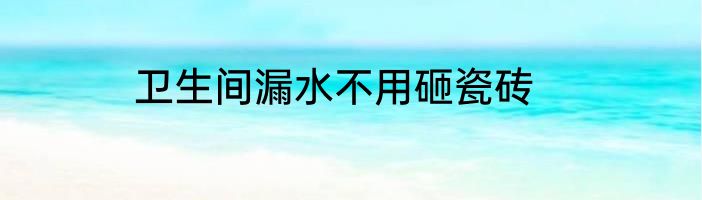 卫生间漏水不用砸瓷砖