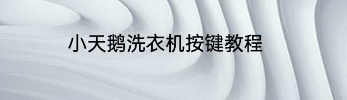 小天鹅洗衣机按键教程