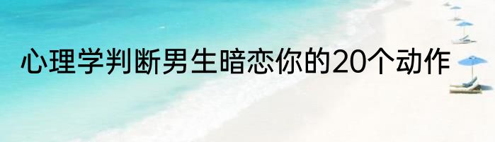 心理学判断男生暗恋你的20个动作
