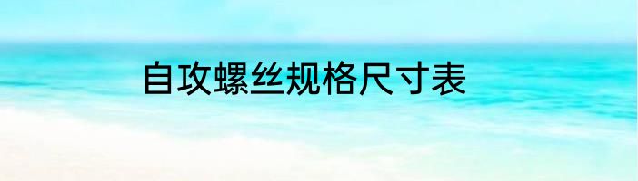 自攻螺丝规格尺寸表