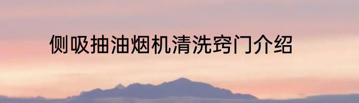 侧吸抽油烟机清洗窍门介绍