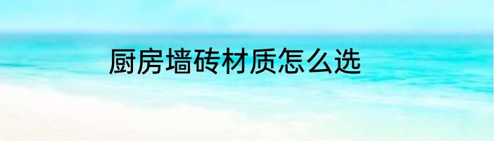 厨房墙砖材质怎么选